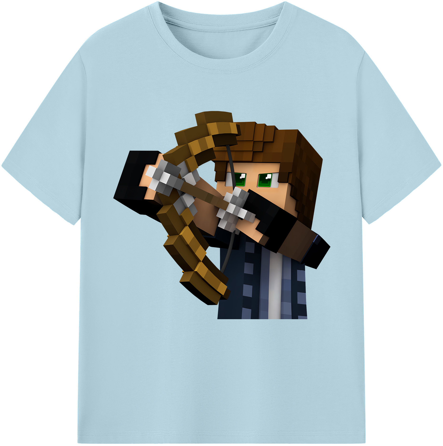 （画像用） マインクラフト ブロックの世界 Minecraft MC Block world 綿100％半袖Tシャツ（フロントプリント）